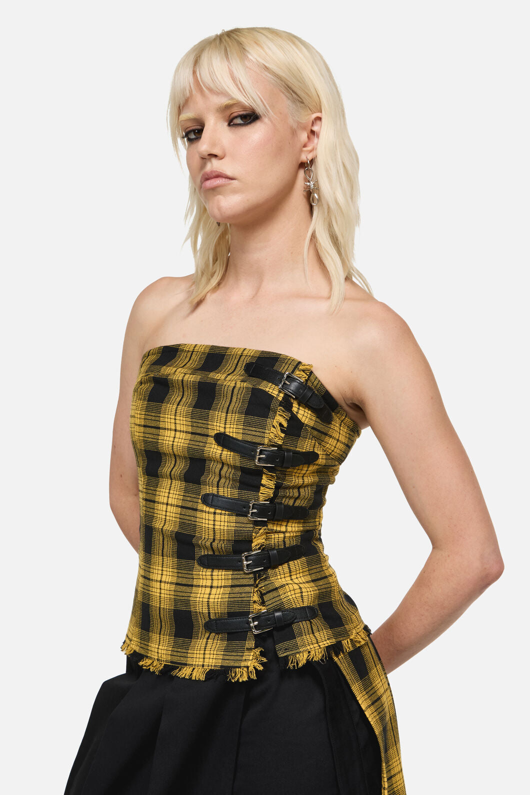 Dangerfield NZ - Tai Tartan Strapless Top - yellow
