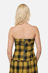 Dangerfield NZ - Tai Tartan Strapless Top - yellow