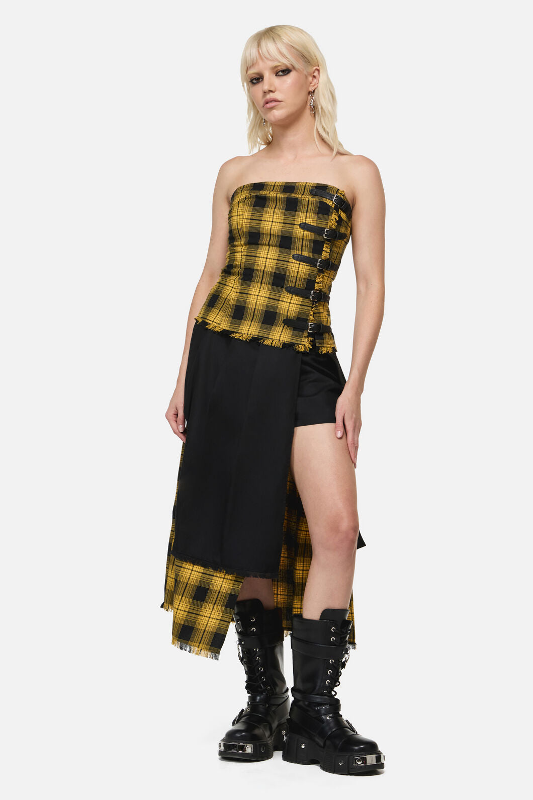 Dangerfield NZ - Tai Tartan Strapless Top - yellow