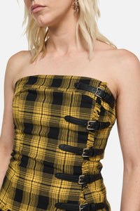 Dangerfield NZ - Tai Tartan Strapless Top - yellow