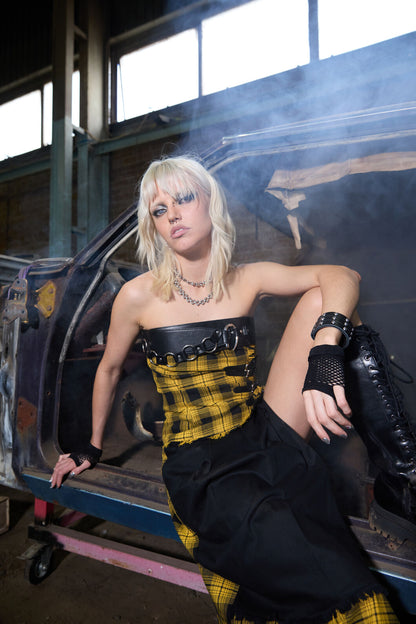 Dangerfield NZ - Tai Tartan Strapless Top - yellow