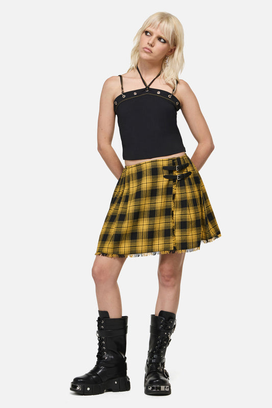 Dangerfield NZ - Tai Tartan Punk Mini Skirt - yellow