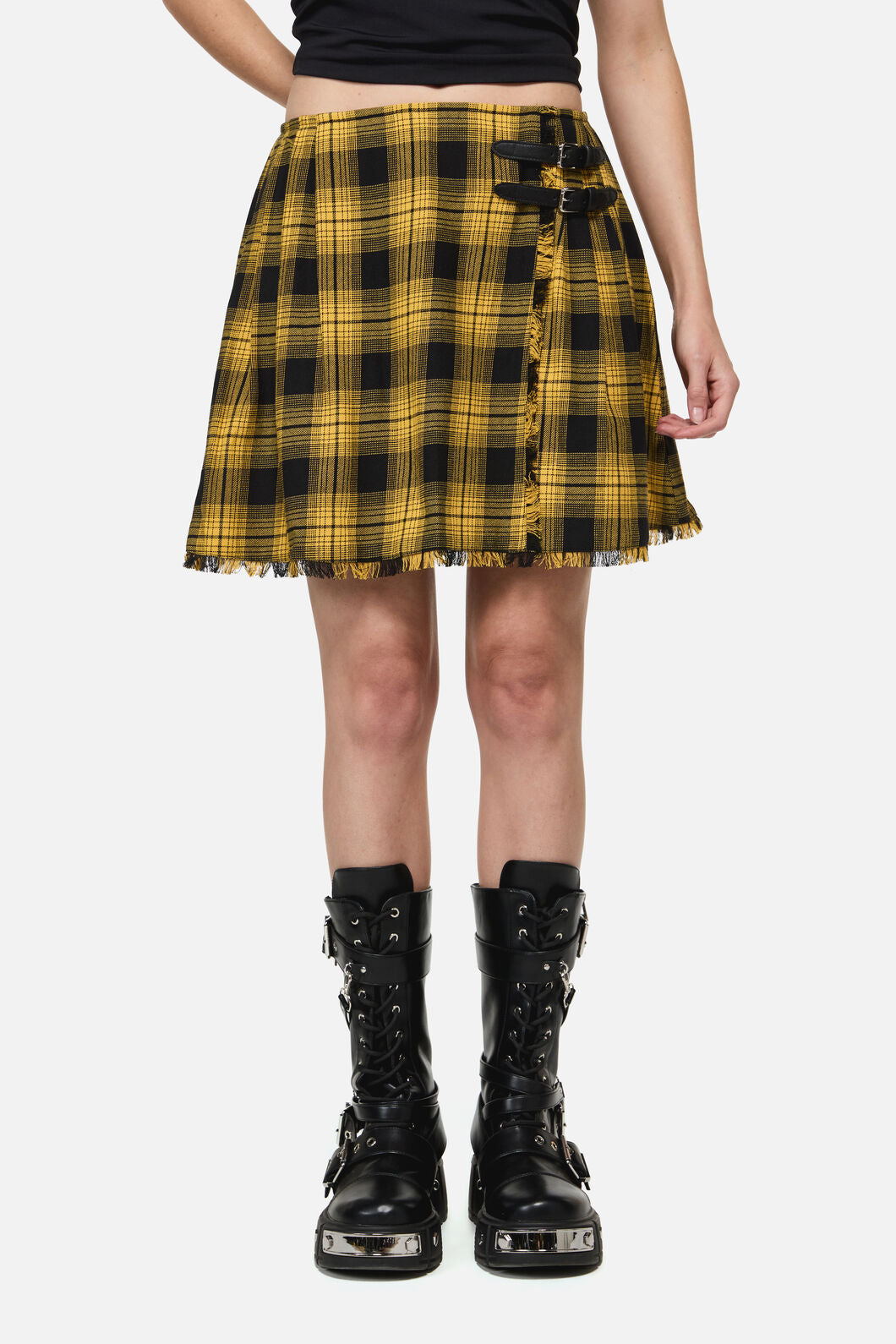 Dangerfield NZ - Tai Tartan Punk Mini Skirt - yellow