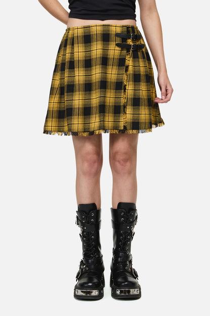 Dangerfield NZ - Tai Tartan Punk Mini Skirt - yellow