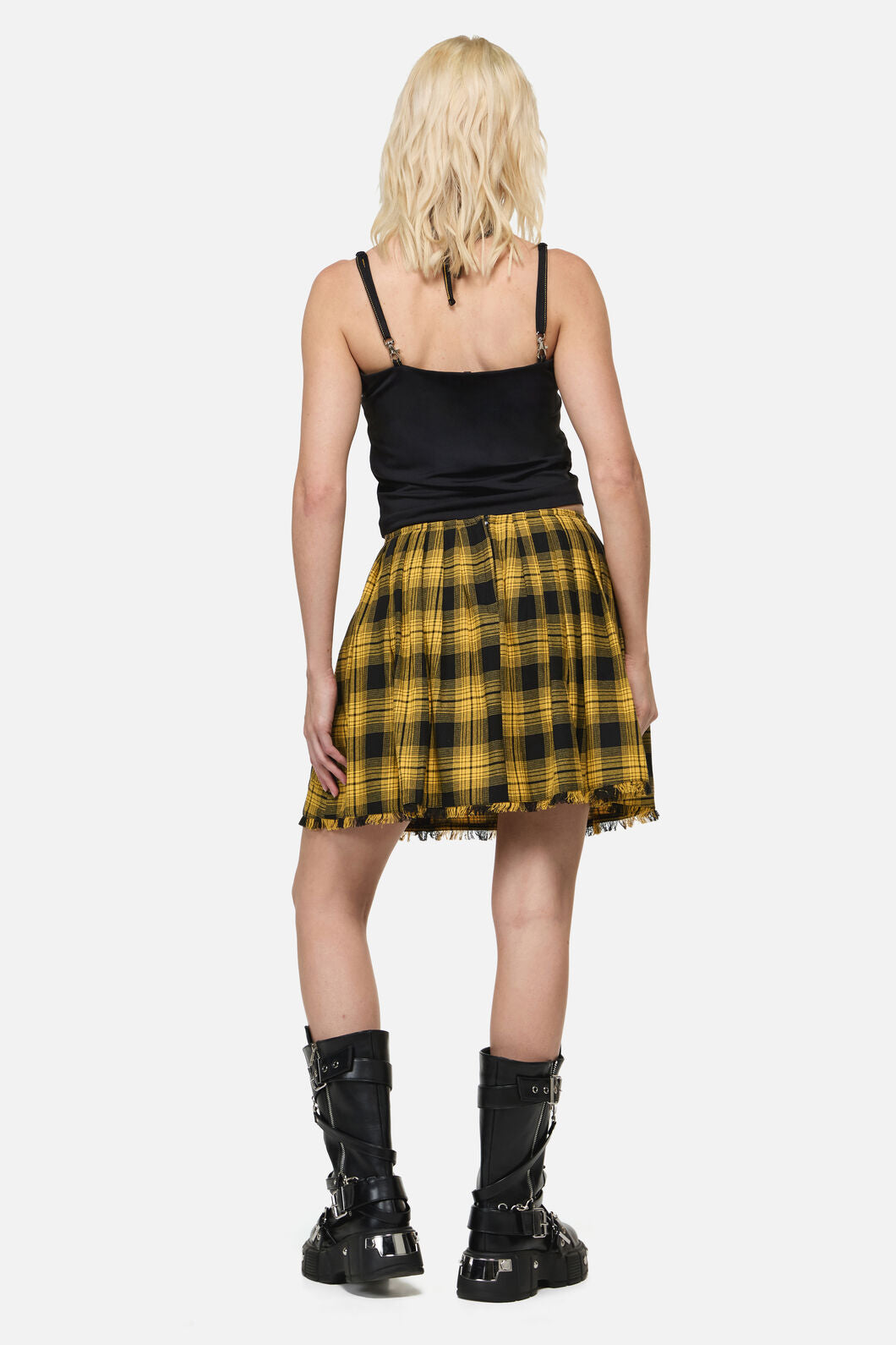 Dangerfield NZ - Tai Tartan Punk Mini Skirt - yellow