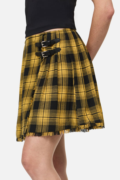 Dangerfield NZ - Tai Tartan Punk Mini Skirt - yellow