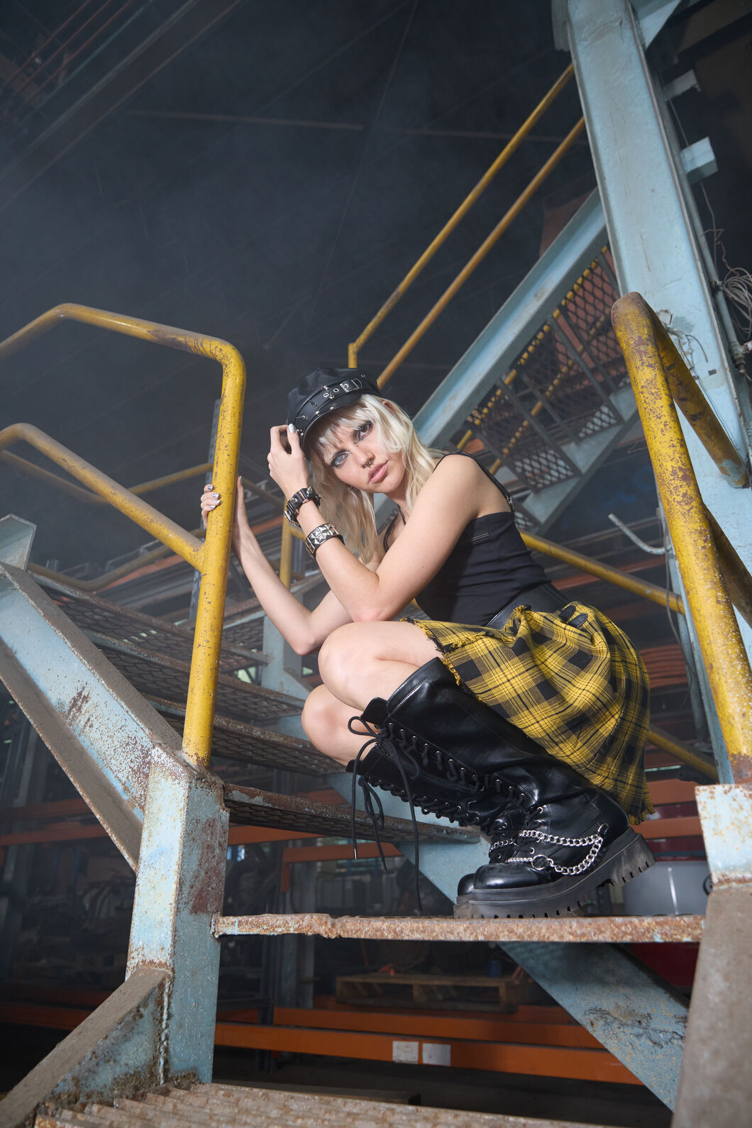 Dangerfield NZ - Tai Tartan Punk Mini Skirt - yellow