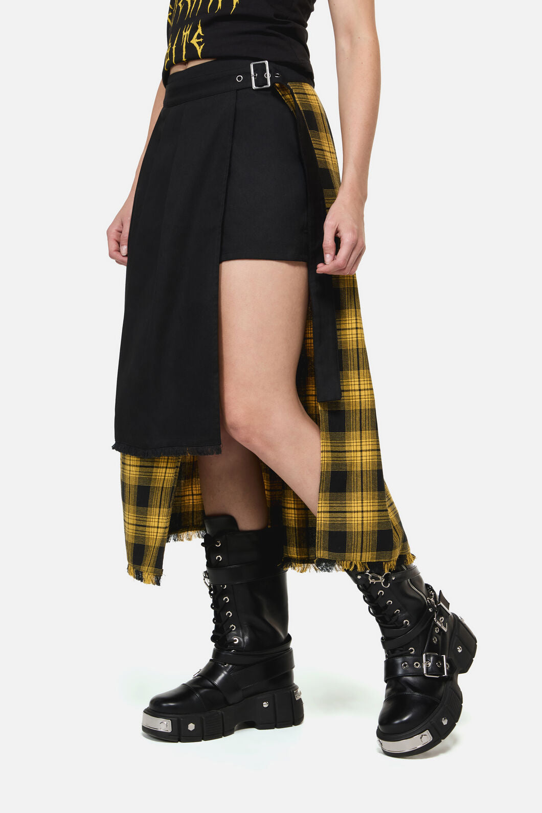 Dangerfield NZ - Tai Tartan Punk Midi Skort - yellow