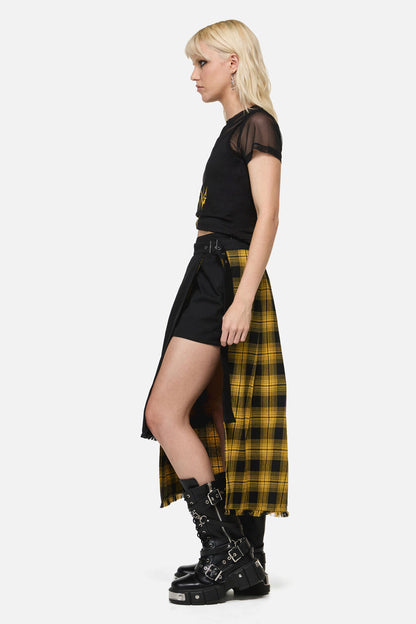 Dangerfield NZ - Tai Tartan Punk Midi Skort - yellow