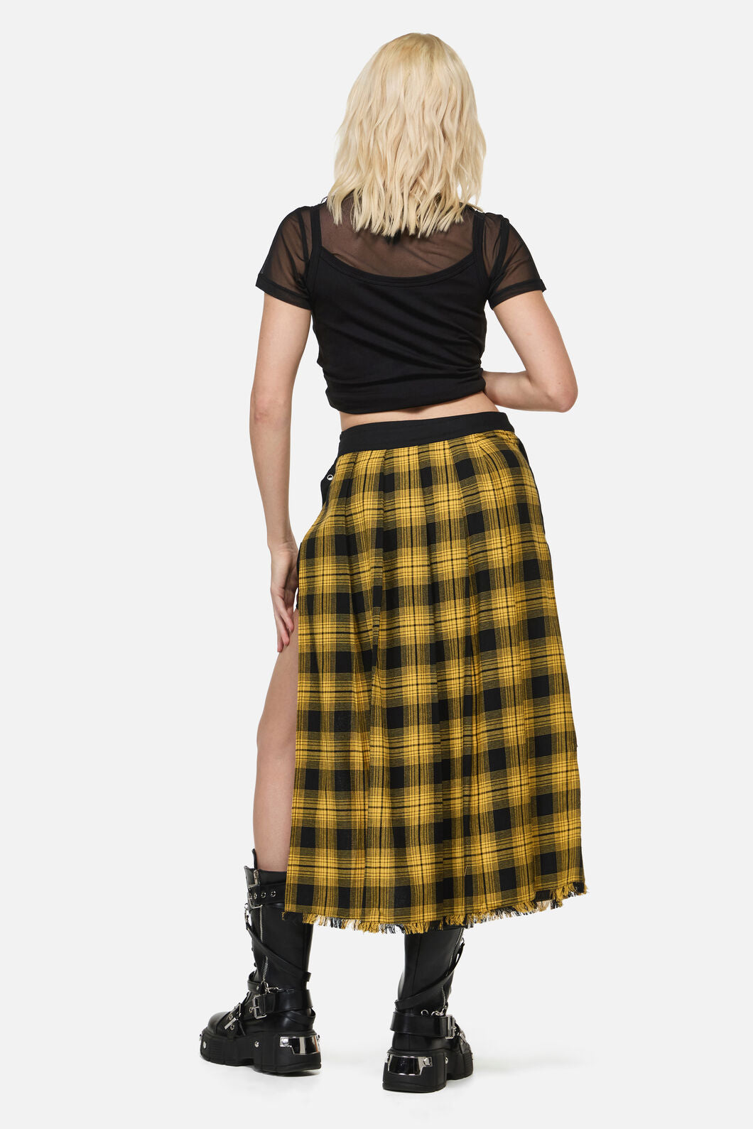 Dangerfield NZ - Tai Tartan Punk Midi Skort - yellow