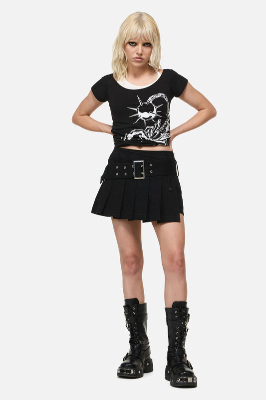 Dangerfield NZ - Flamin Punk Belt Skort - black