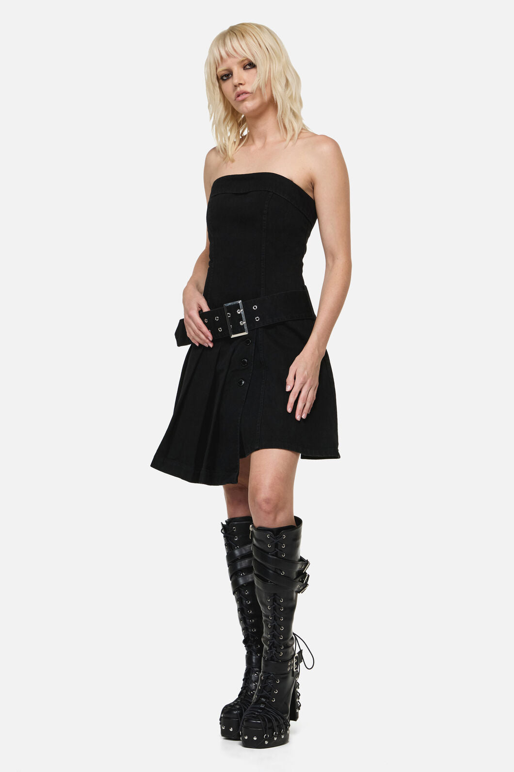 Dangerfield NZ - Flamin Punk Belt Dress - black