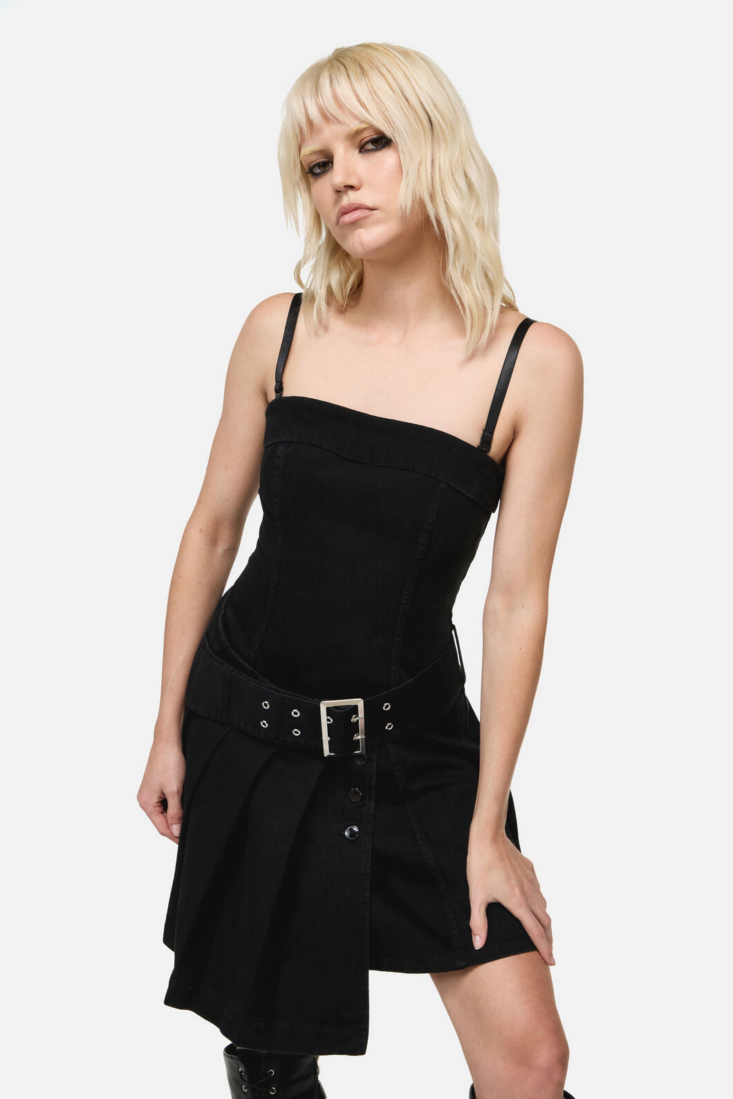 Dangerfield NZ - Flamin Punk Belt Dress - black