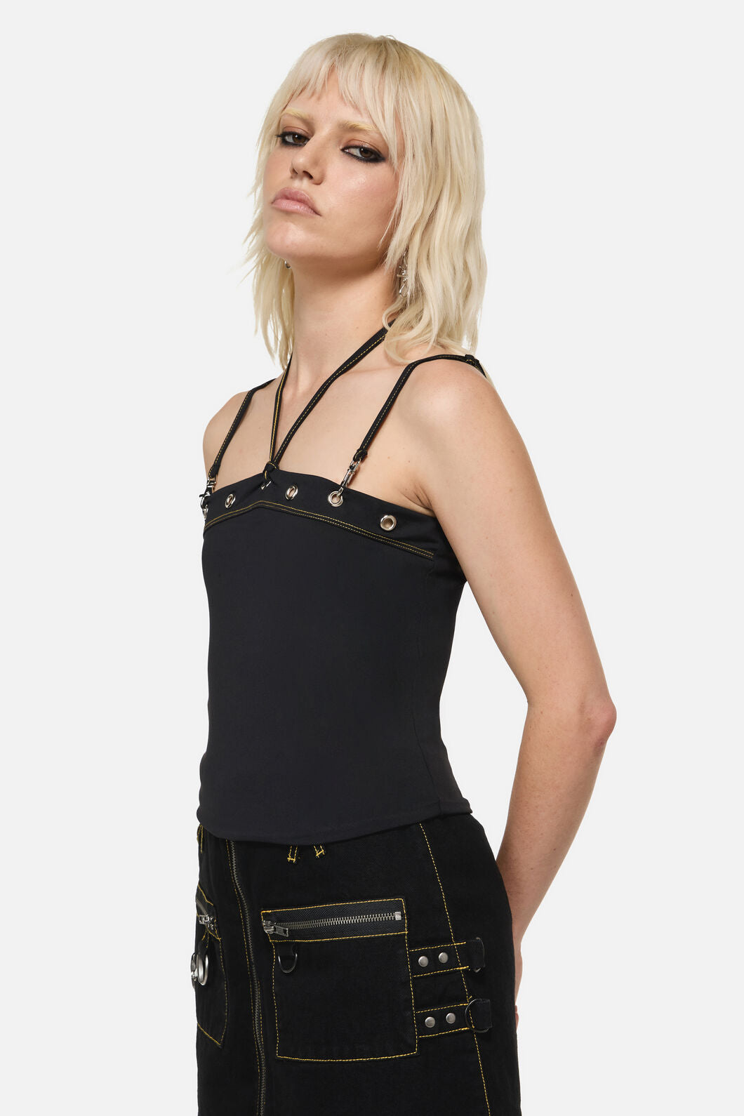 Dangerfield NZ - Biter Punk Eyelet Tank Top - black