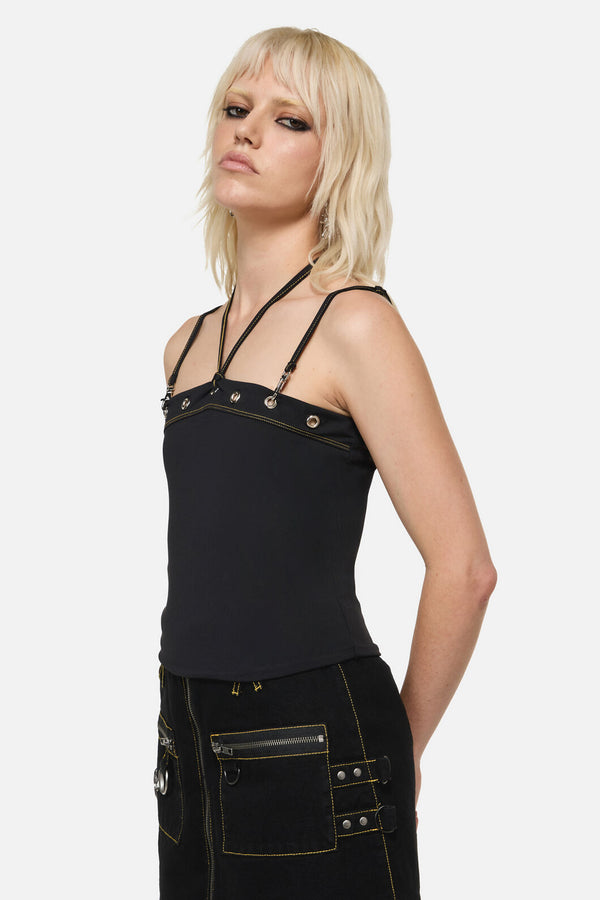 Dangerfield NZ - Biter Punk Eyelet Tank Top - black
