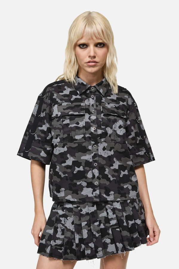 Dangerfield NZ - Disruptive Camo Boxy CropShirt - grey-black