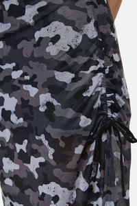 Dangerfield NZ - DisruptiveCamoMeshRuchMidDress - grey-black