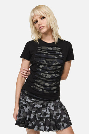 Dangerfield NZ - DisruptiveDistressedCutOutTee - grey-black
