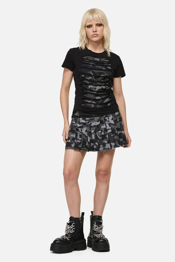 Dangerfield NZ - DisruptiveDistressedCutOutTee - grey-black