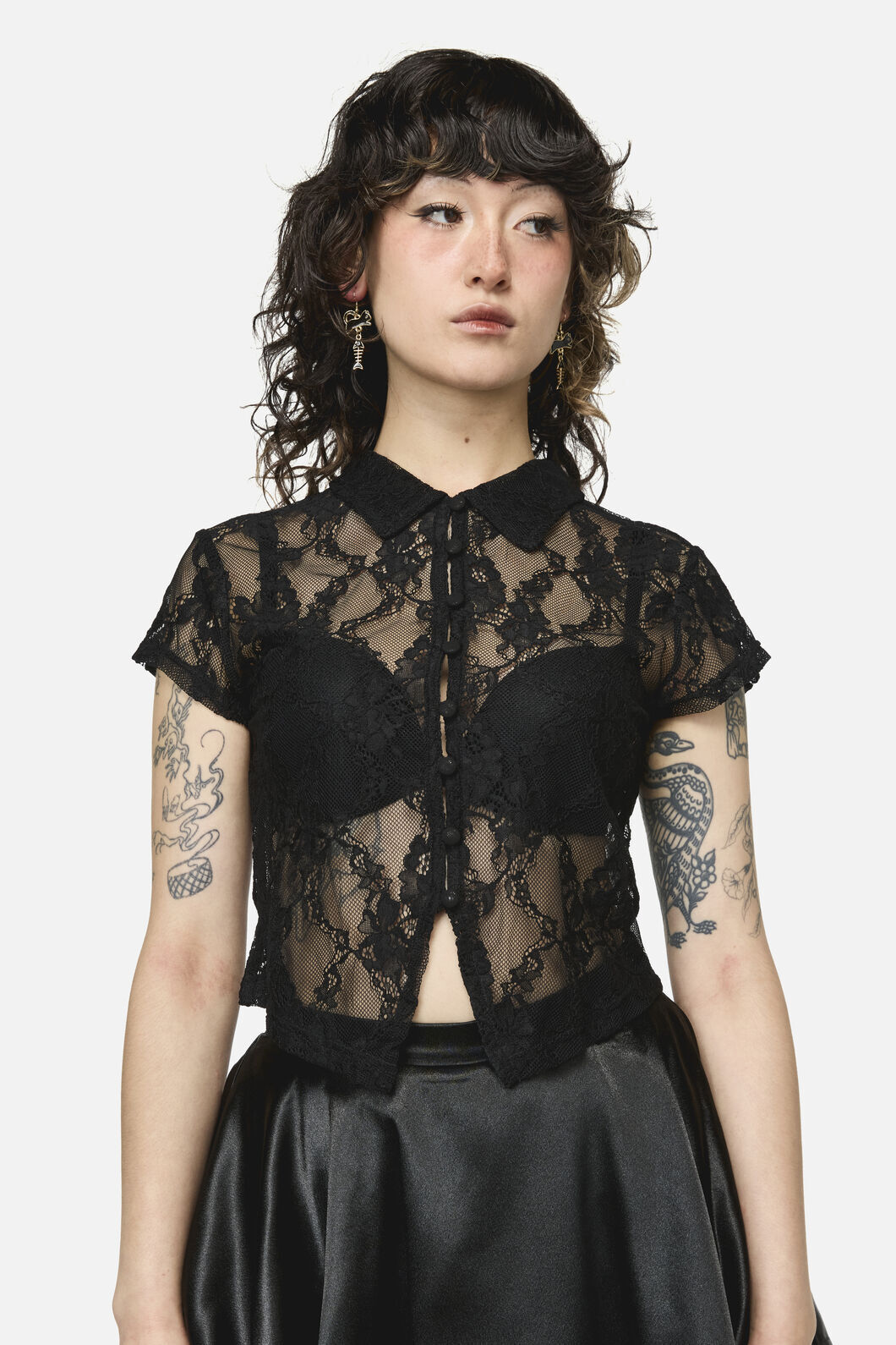Dangerfield NZ - Pond Lace Goth Top - black