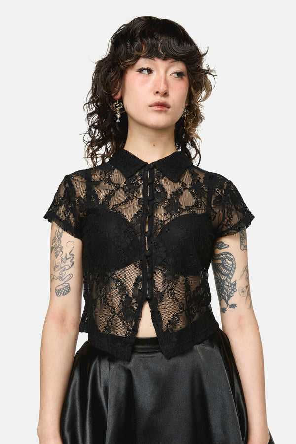 Dangerfield NZ - Pond Lace Goth Top - black