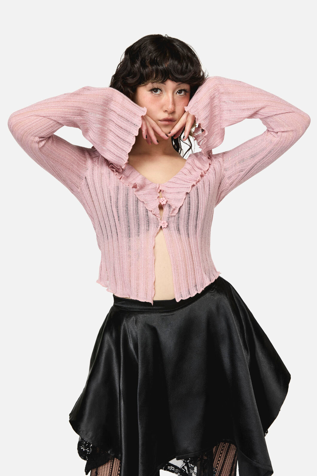 Dangerfield NZ - Ladybug Ruffle Cardigan - pink