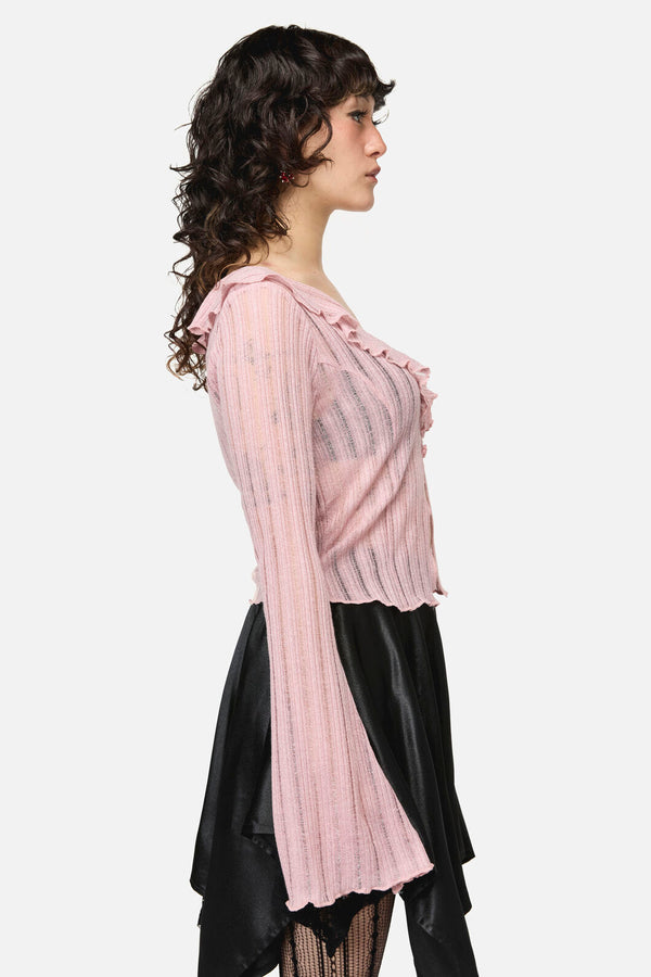 Dangerfield NZ - Ladybug Ruffle Cardigan - pink