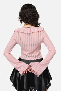 Dangerfield NZ - Ladybug Ruffle Cardigan - pink