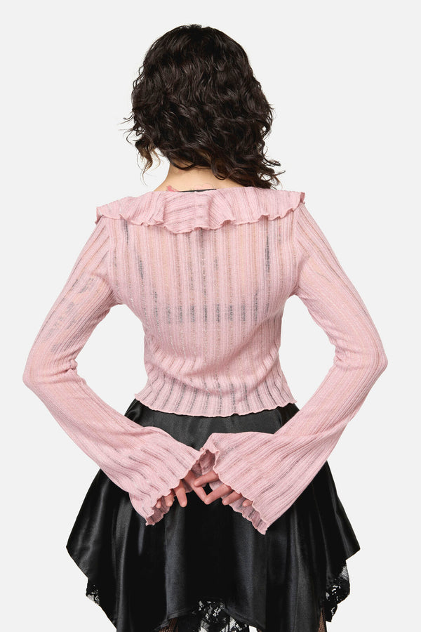 Dangerfield NZ - Ladybug Ruffle Cardigan - pink