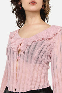 Dangerfield NZ - Ladybug Ruffle Cardigan - pink