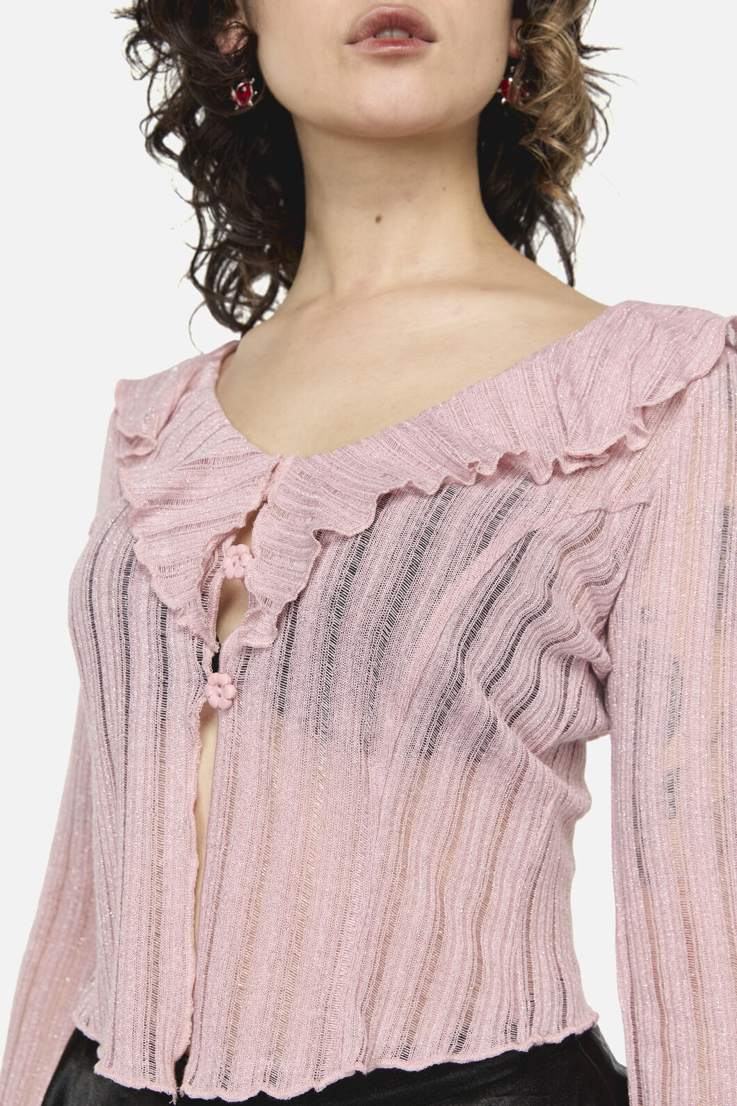 Dangerfield NZ - Ladybug Ruffle Cardigan - pink