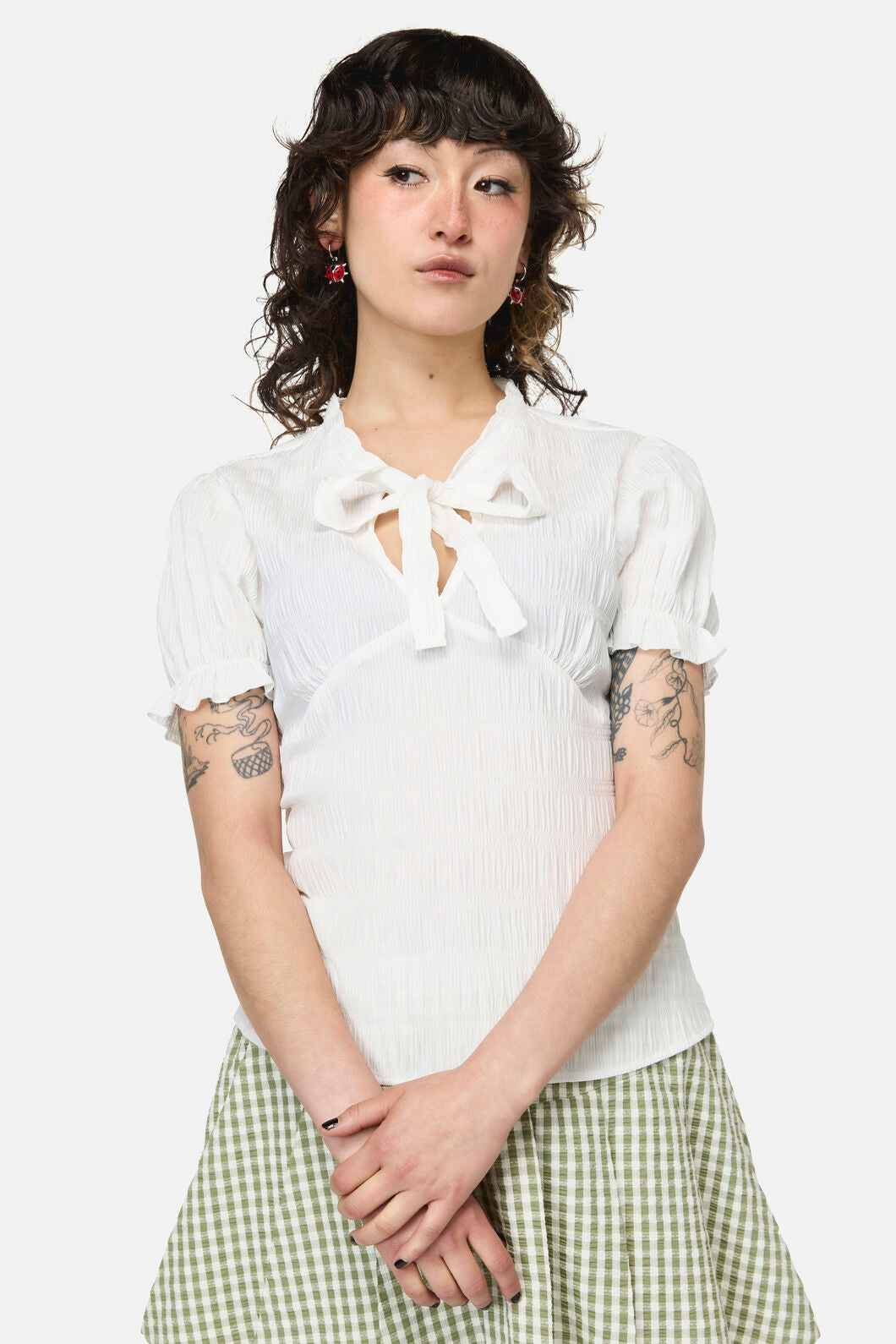 Dangerfield NZ - Naiad Pond Tie Blouse - cream