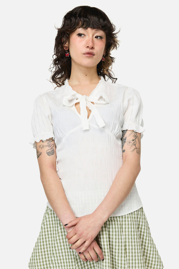 Dangerfield NZ - Naiad Pond Tie Blouse - cream