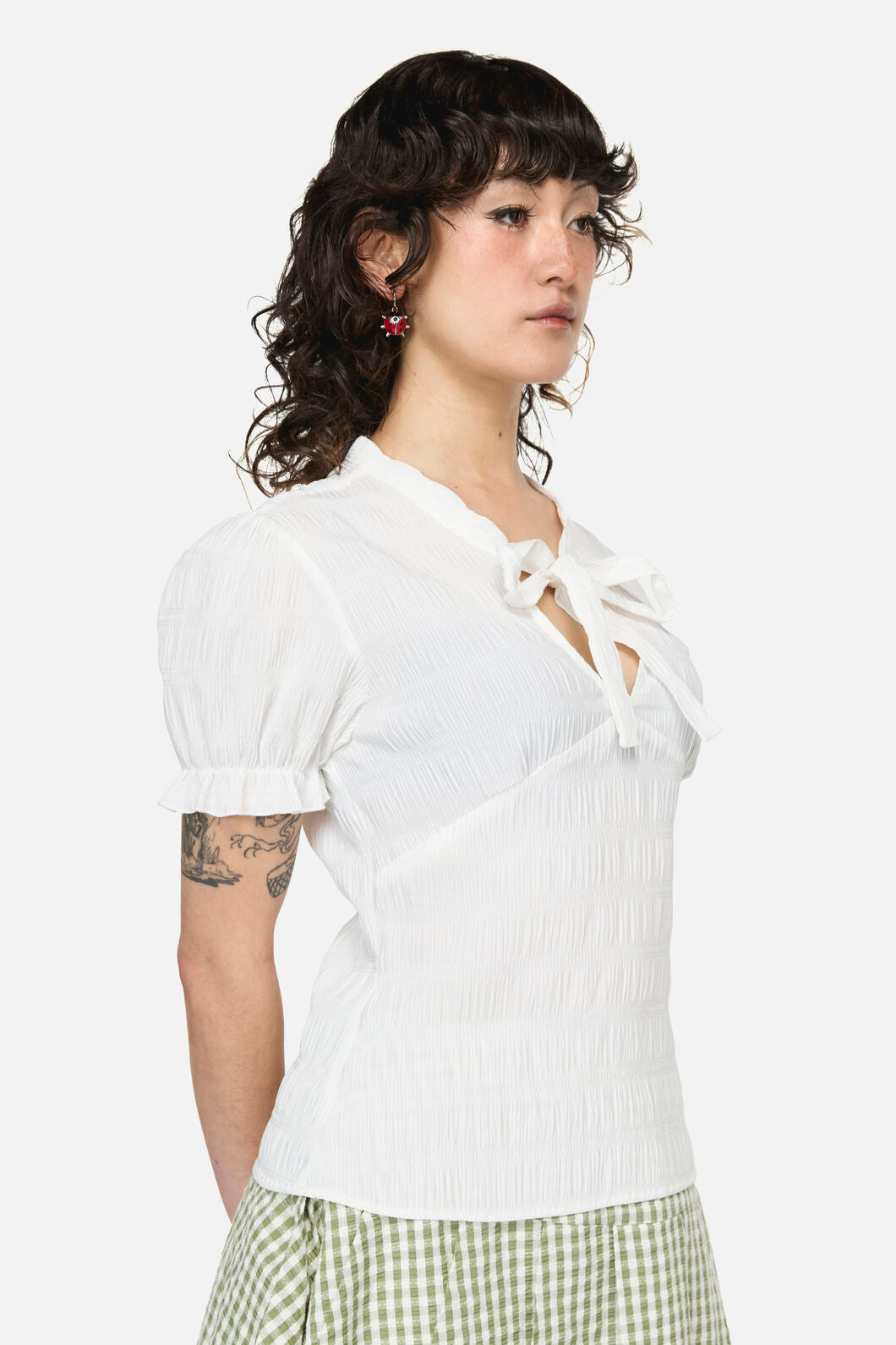 Dangerfield NZ - Naiad Pond Tie Blouse - cream