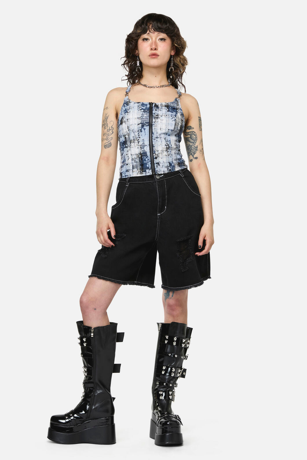 Dangerfield NZ - Fiendish Tartan Goth Top - multi