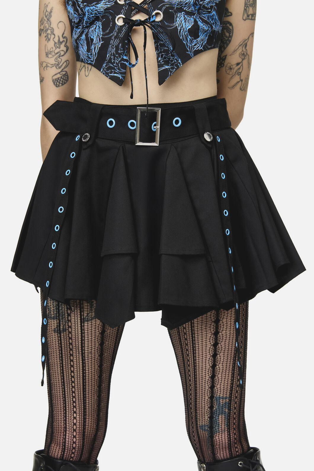 Dangerfield NZ - Heathen Goth Eyelet Skort - black