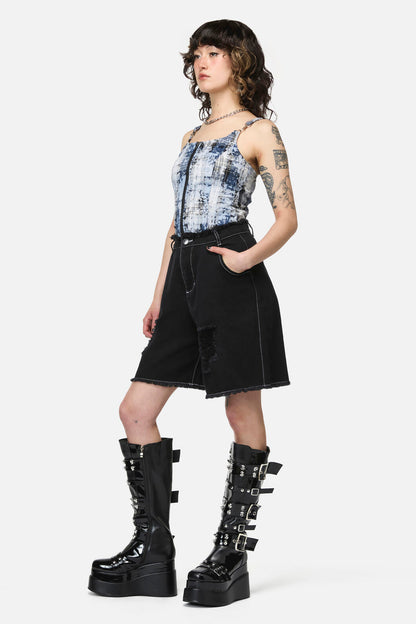 Dangerfield NZ - Divination Goth Ripped Short - black