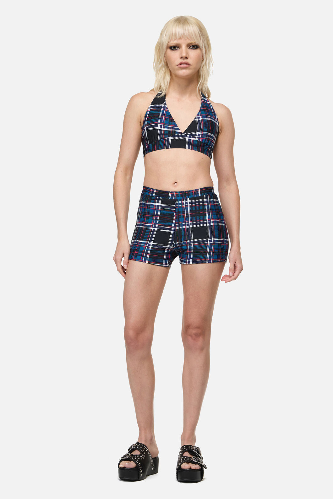 Dangerfield NZ - Edgy Tartan Bikini Top  - blue-red