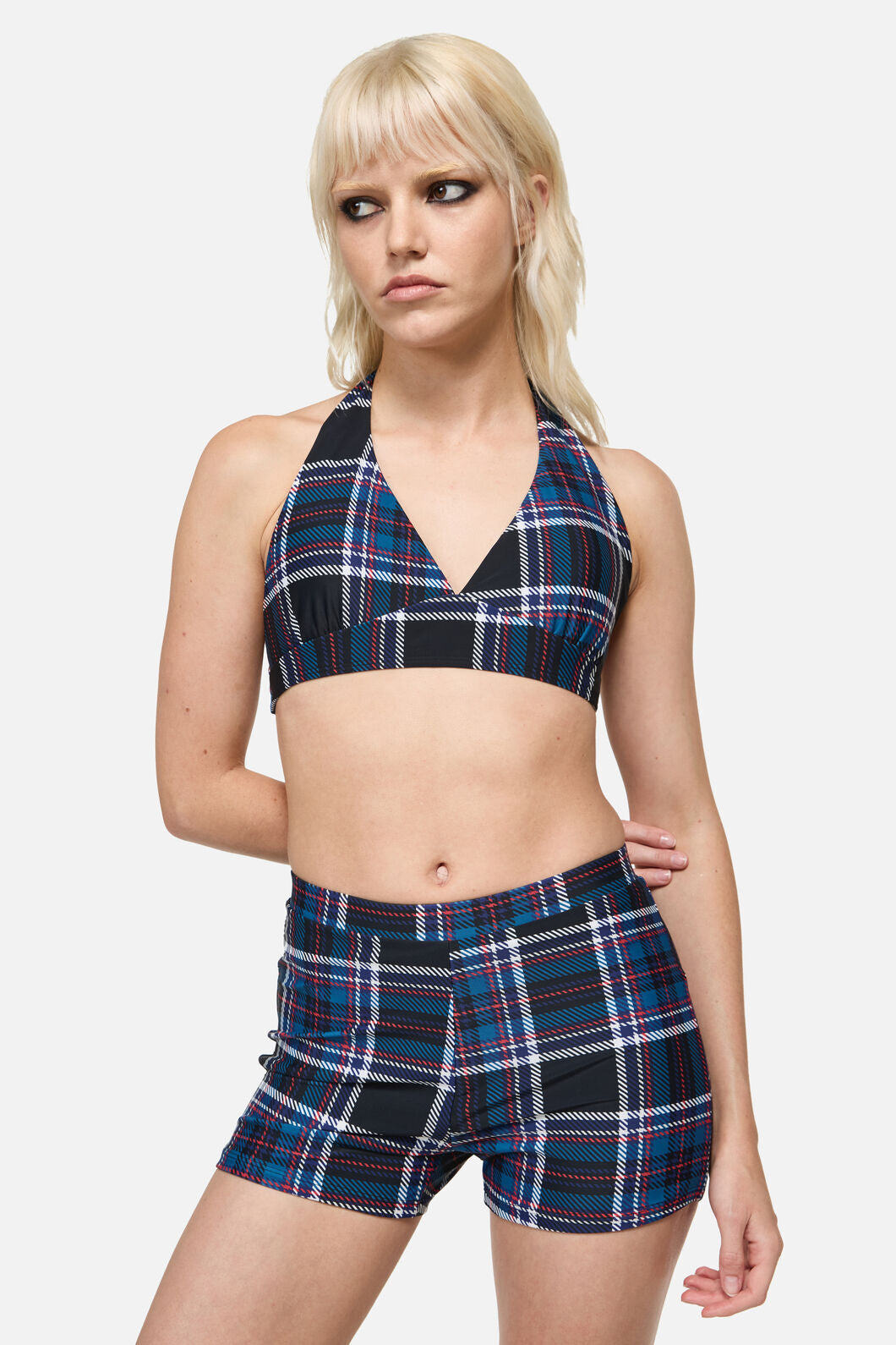 Dangerfield NZ - Edgy Tartan Bikini Top  - blue-red