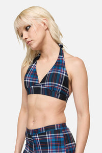 Dangerfield NZ - Edgy Tartan Bikini Top  - blue-red
