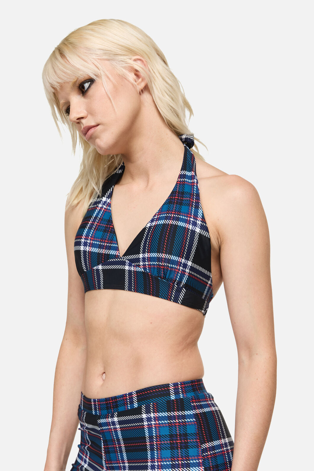 Dangerfield NZ - Edgy Tartan Bikini Top  - blue-red