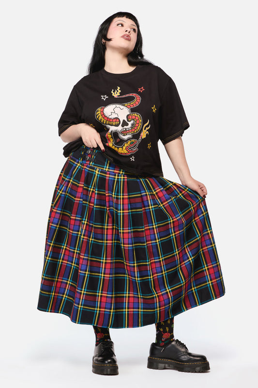 Dangerfield NZ - Curve Anarchic TartanMidiSkirt - multi
