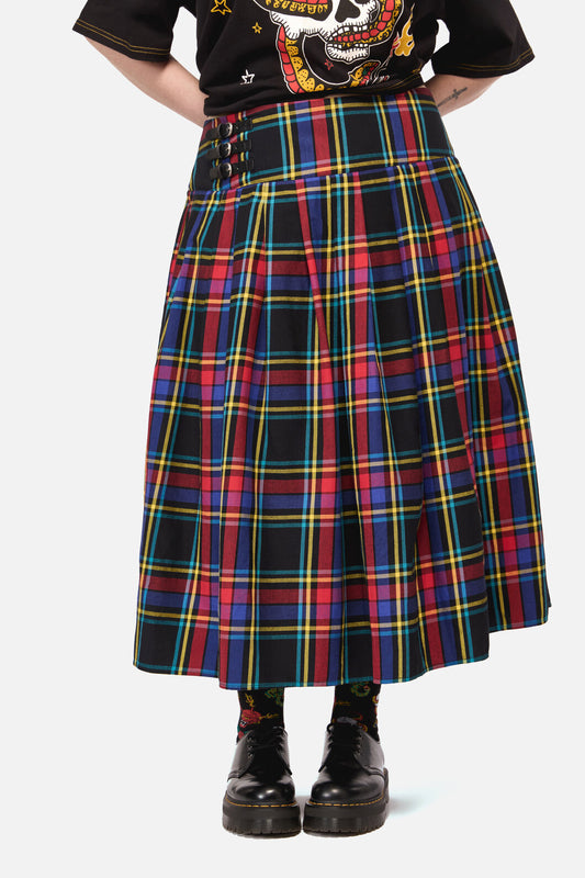 Dangerfield NZ - Curve Anarchic TartanMidiSkirt - multi
