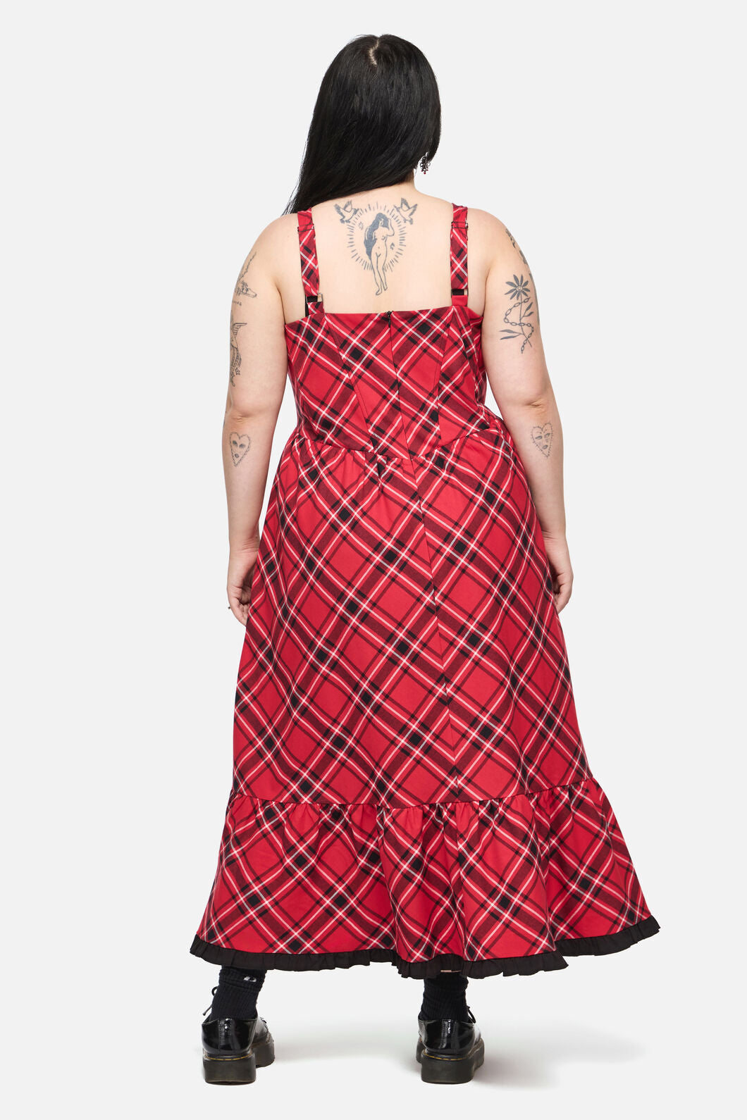 Dangerfield NZ - CurvePiracyPunkTartanMidiDress - red