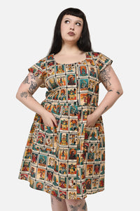 Dangerfield NZ - Curve Tarot Print Goth Dress - multi