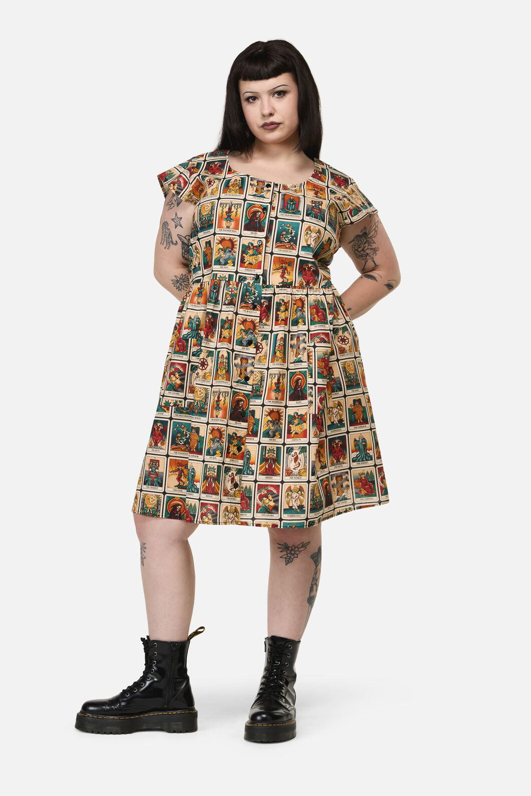 Dangerfield NZ - Curve Tarot Print Goth Dress - multi