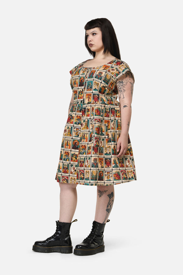Dangerfield NZ - Curve Tarot Print Goth Dress - multi