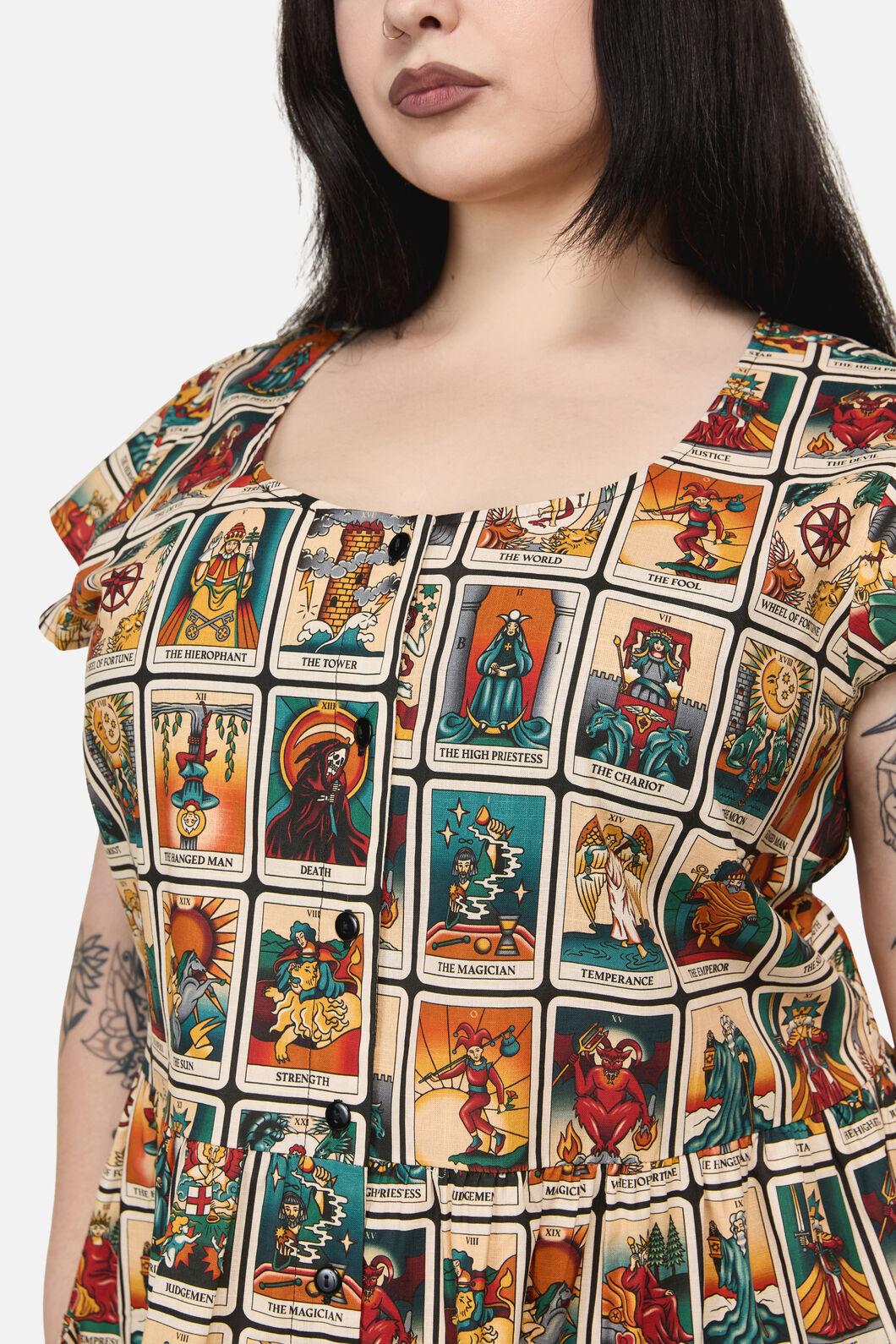 Dangerfield NZ - Curve Tarot Print Goth Dress - multi
