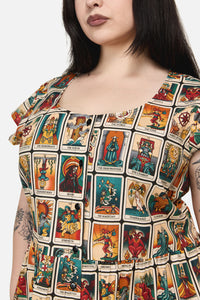 Dangerfield NZ - Curve Tarot Print Goth Dress - multi