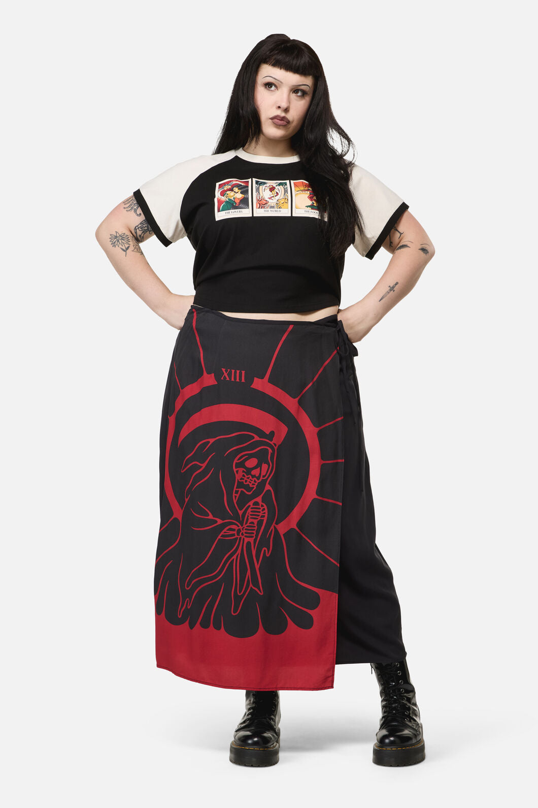 Dangerfield NZ - Curve Reaper GothMidiWrapSkirt - black